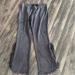 Angie Taupe Elastic Waist Fringe Lounge Pants